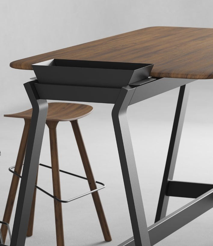 NUNC Ala bar table, detail of plate and steel container