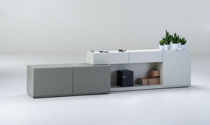 NUNC Aman Taman modular cabinet, grey and white with open shelf