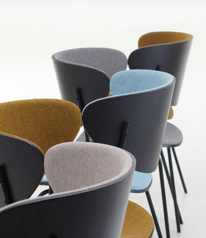 NUNC Bolta chair, upholstered versions in several fabrics