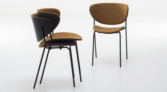 NUNC Bolta chair, upholstered seat and backrest, stacked