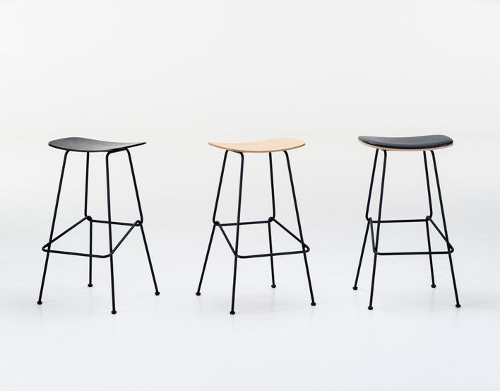 NUNC Cot stools, black, oak and dark veneer seats