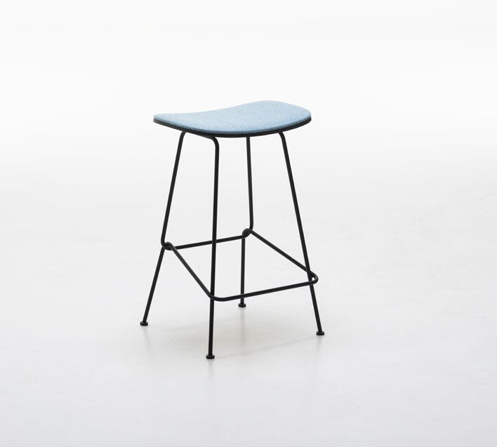 NUNC Cot stool, upholstered seat in light blue fabric