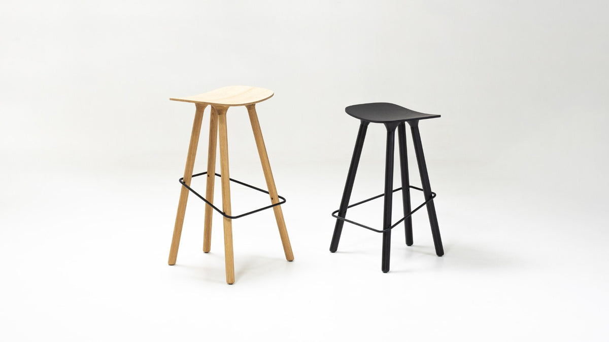 NUNC Cot Wood stools, oak and black
