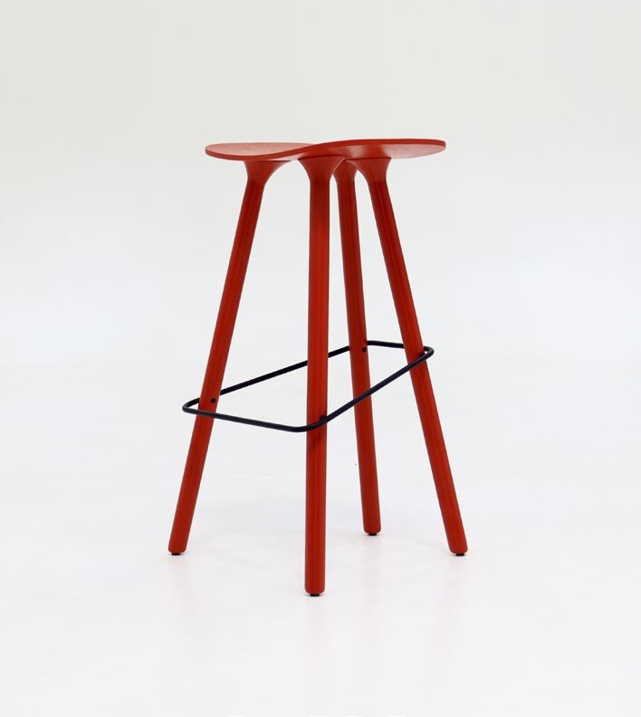 NUNC Cot Wood stool, lacquered in a red NCS colour
