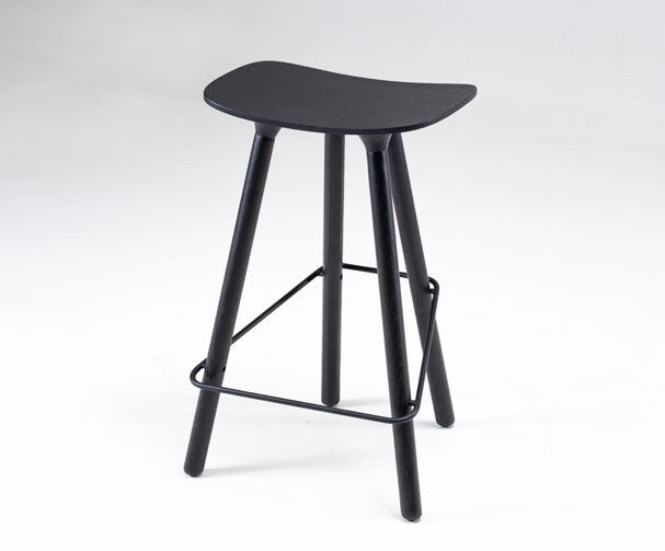 NUNC Cot Wood stool, black, with steel footrest
