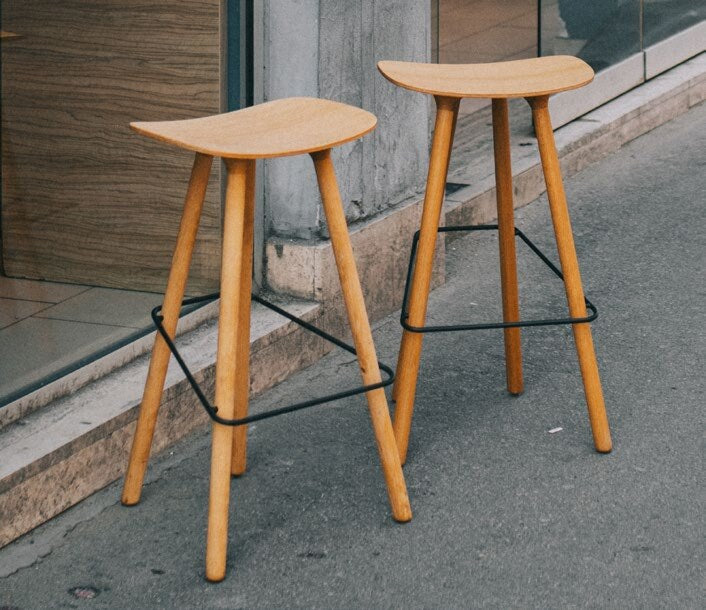 NUNC Cot Wood stools in oak, bakery terrace