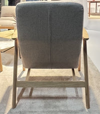 NUNC Dika High Chair prototype, rear view in grey fabric