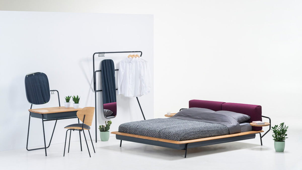 NUNC Kier bed, bedroom setting with the Kier collection