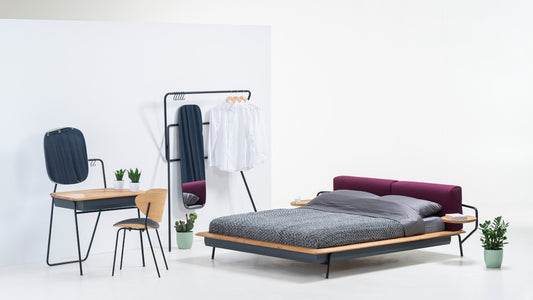 NUNC Kier bed, bedroom setting with the Kier collection