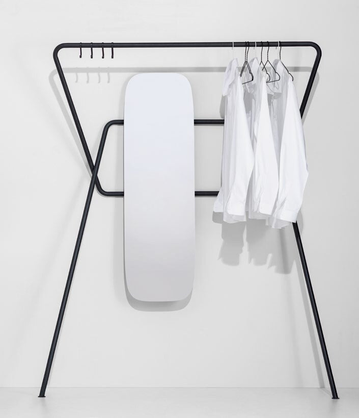 NUNC Kier clothes rack, frame with mirror and hanging rail