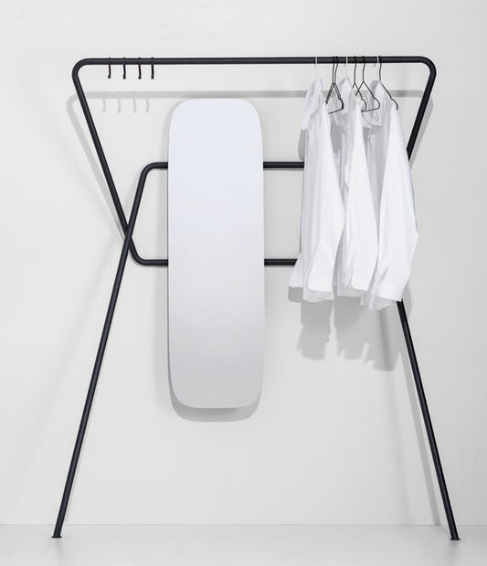 NUNC Kier clothes rack, frame with mirror and hanging rail