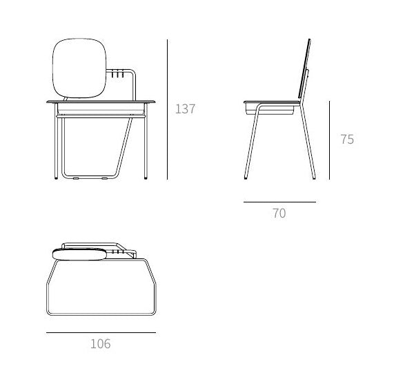 NUNC Kier vanity table, technical drawing with dimensions