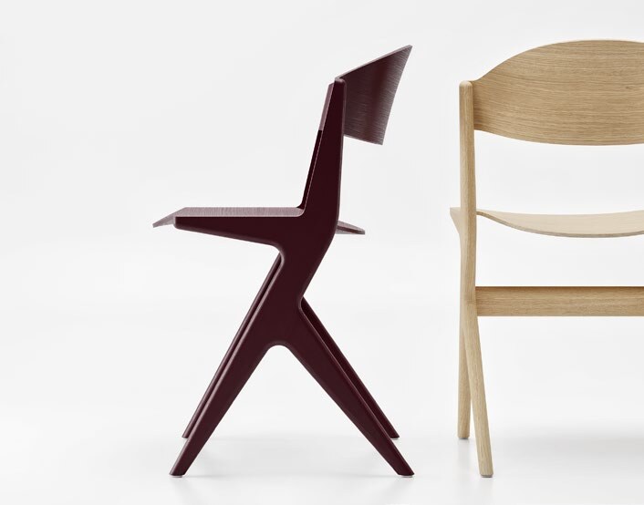 NUNC Knap chair, side view of the sculptural frame