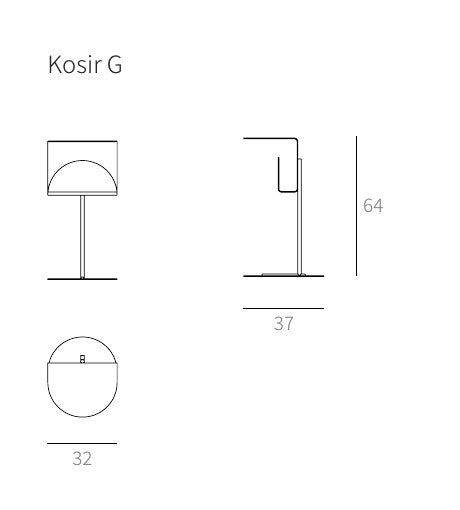 NUNC Kosir G side table, technical drawing with dimensions