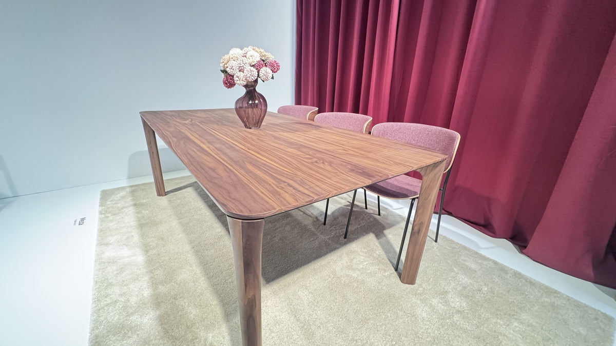 NUNC Meza dining table, walnut top with rounded corners