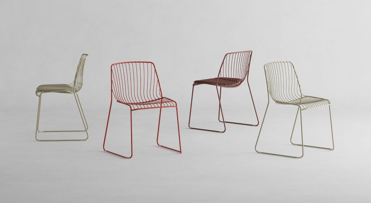NUNC Mustra garden chair, four chairs in different powder-coated colours