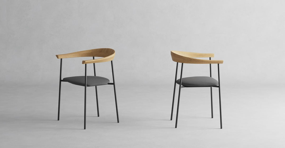 NUNC Nauvik dining chair, pair with oak backrest
