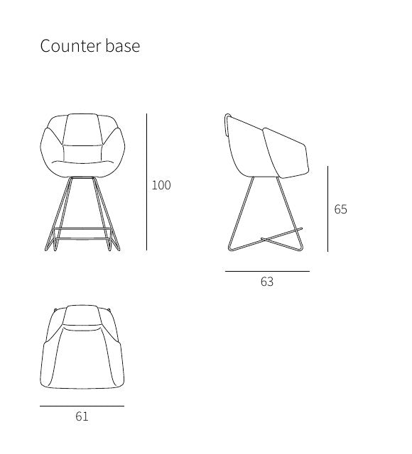 NUNC Ruvo counter stool, technical drawing with dimensions