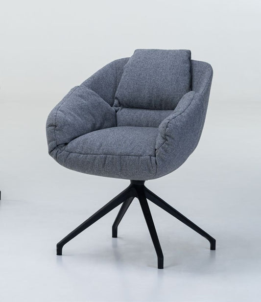 NUNC Ruvo X office chair, front view in blue grey fabric
