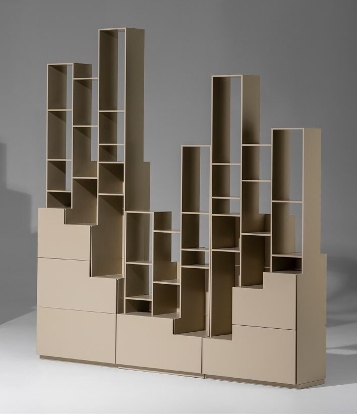 NUNC Sfumato shelving system, beige composition of modules