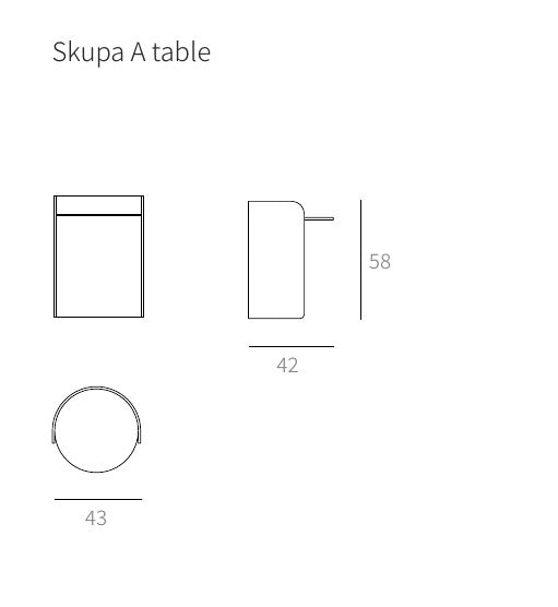 NUNC Skupa A side table dimensions W 43 x D 42 x H 58 cm