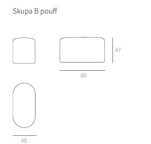 NUNC Skupa B pouf dimensions W 40 x D 80 x H 47 cm