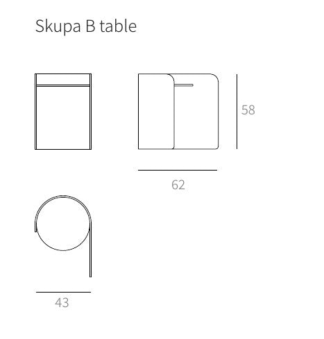 NUNC Skupa B side table dimensions W 43 x D 62 x H 58 cm