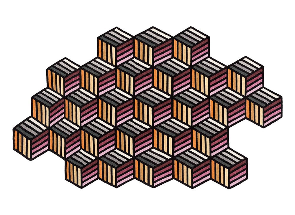 GAN Parquet Rug, Hexagon Orange