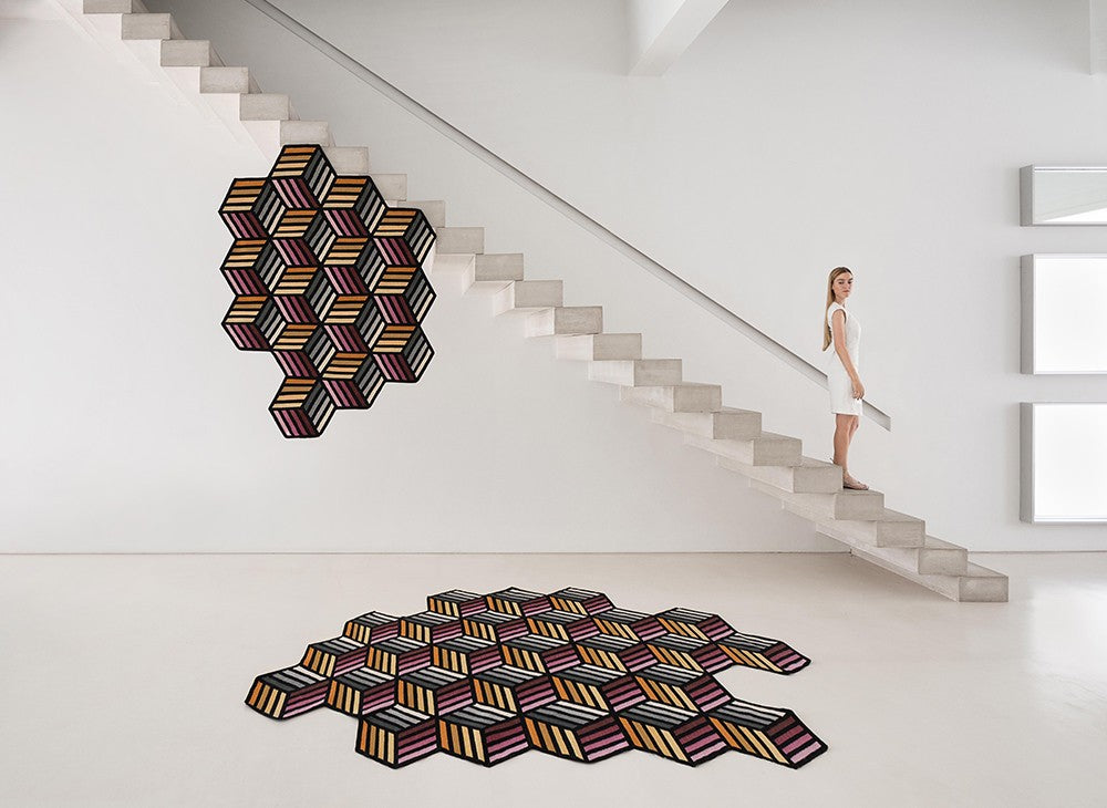 GAN Parquet Rug, Hexagon Orange