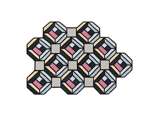 GAN Parquet Rug, Tetragon Blue