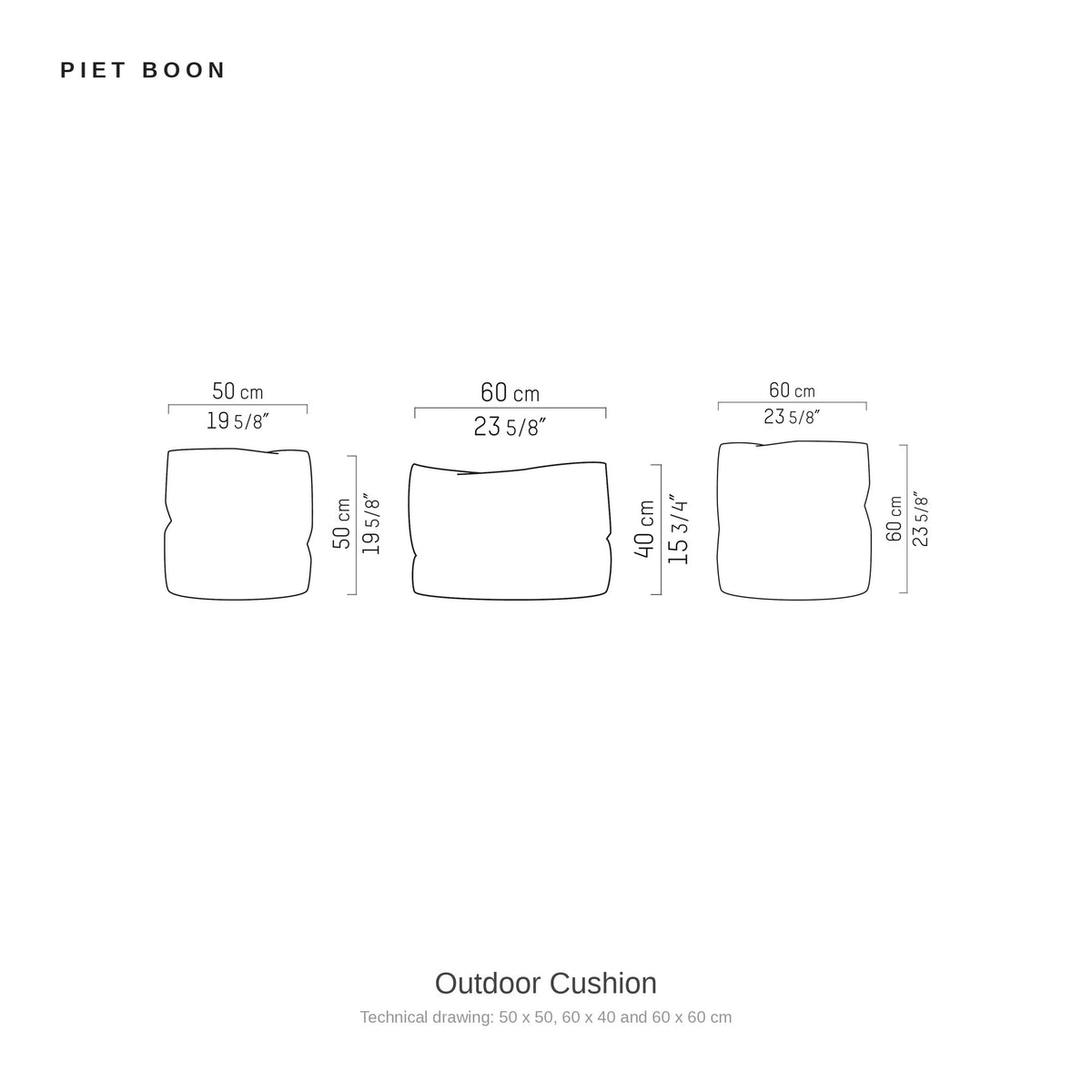 Piet Boon Outdoor Cushion, technical drawing