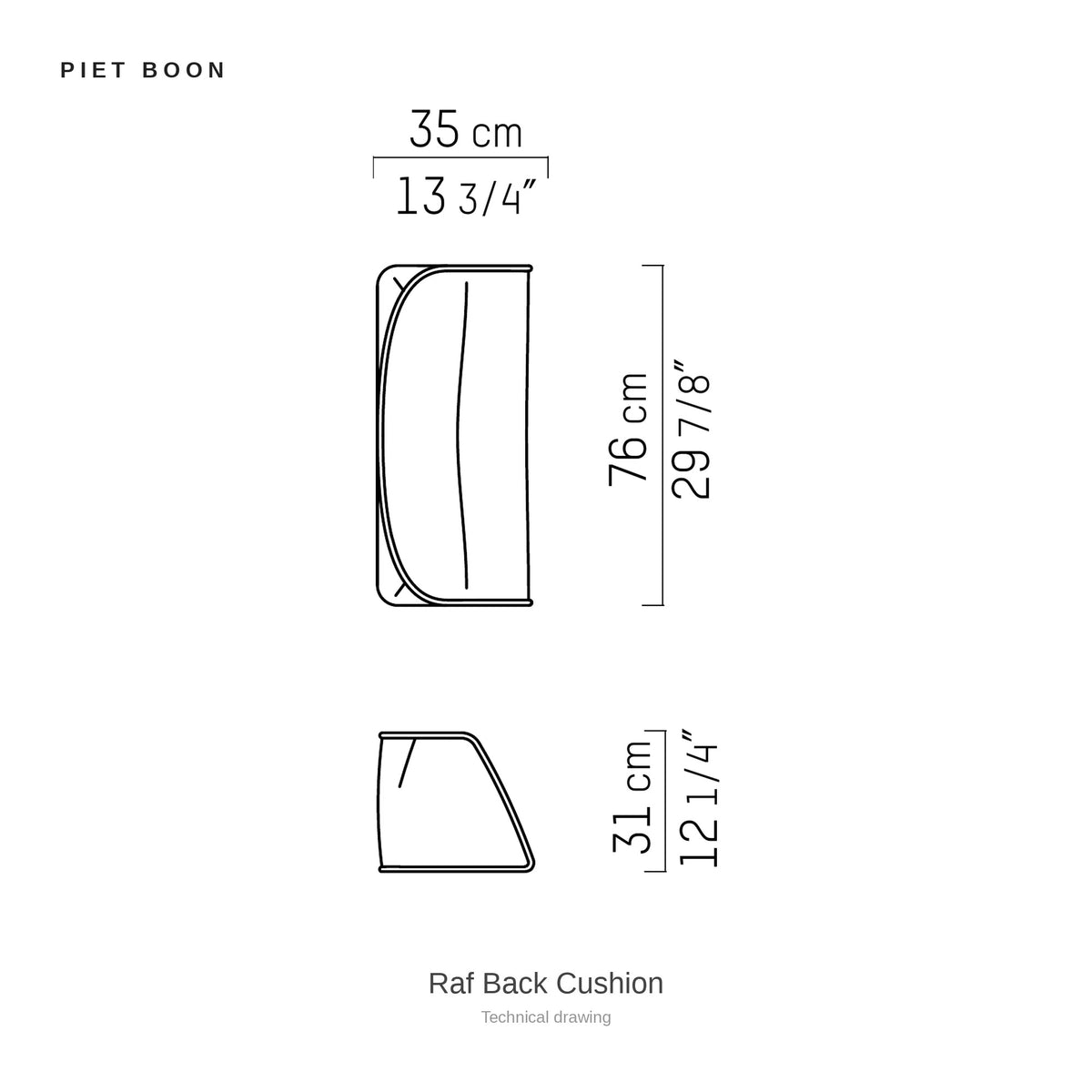 Piet Boon Raf Back Cushion, technical drawing