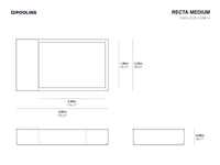 Poolins RECTA Medium technical drawing, 3,95 x 2,20 x 0,68 m