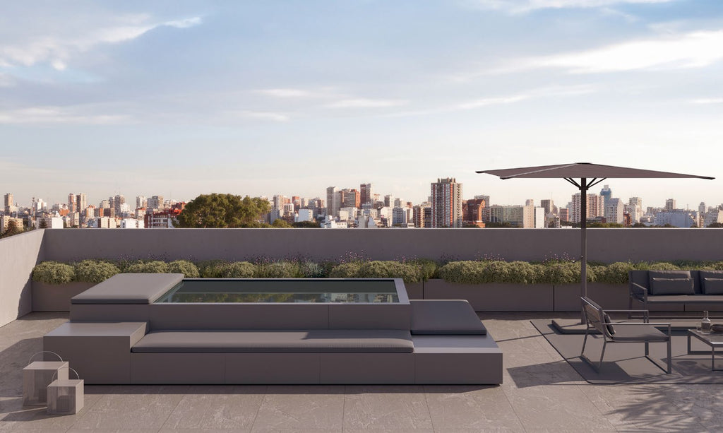 Poolins RECTA on a rooftop terrace
