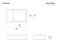 Poolins RECTA Small technical drawing, 2,90 x 1,80 x 0,68 m