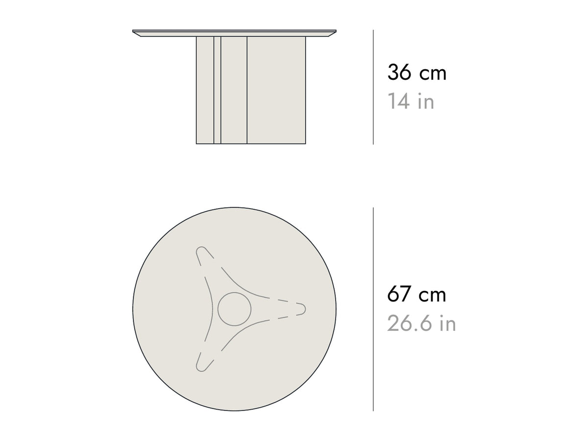 Punt Column Coffee Table, technical drawing