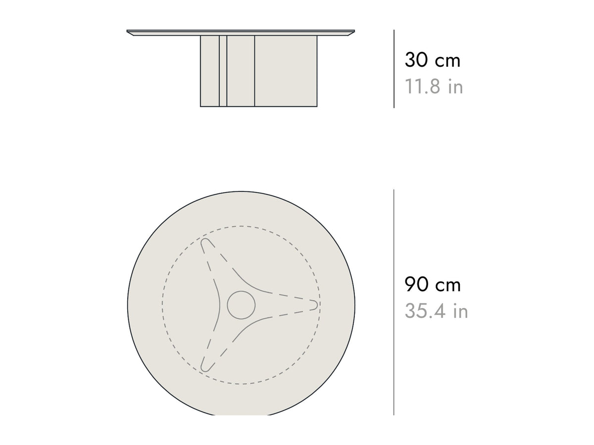 Punt Column Coffee Table, technical drawing