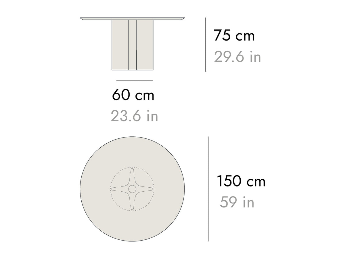 Punt Column Dining Table, technical drawing