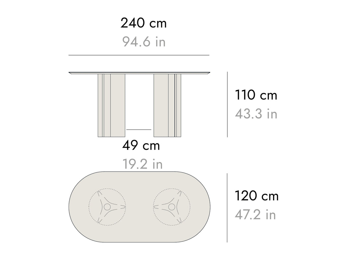 Punt Column High Table, technical drawing