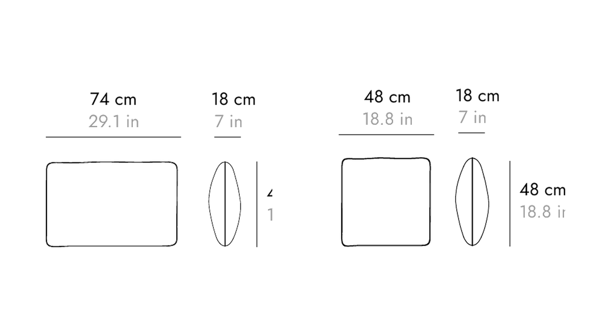 Punt Corte Back Cushion, technical drawing