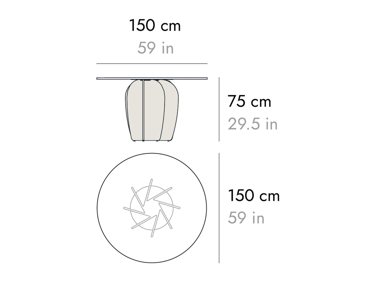 Punt Coral Dining Table, technical drawing
