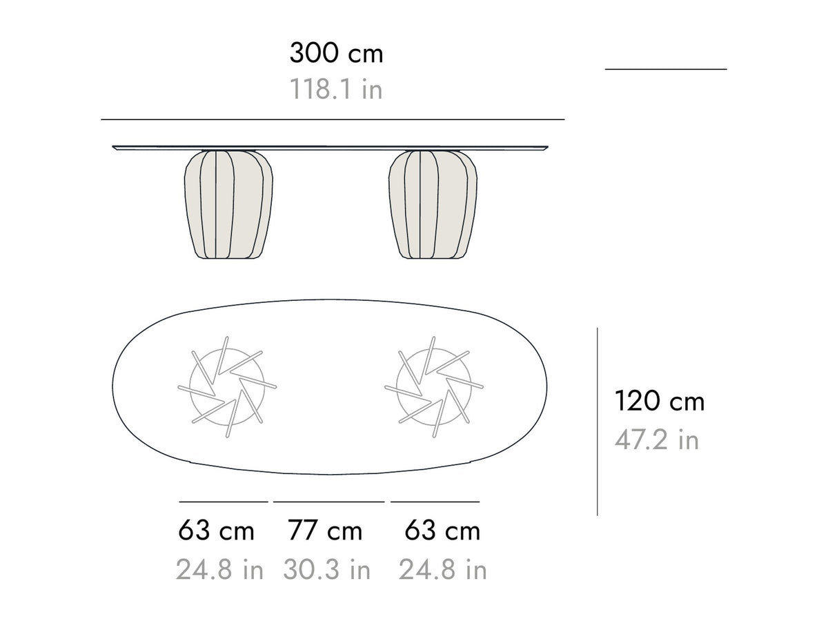 Punt Coral Dining Table, technical drawing