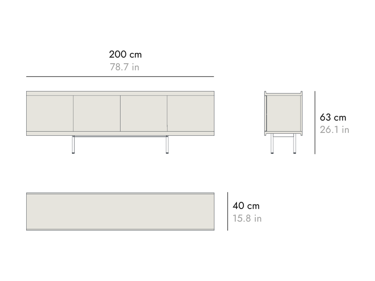 Punt Beam Sideboard, technical drawing