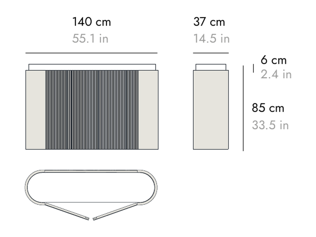 Punt Dune Planter Sideboard, technical drawing