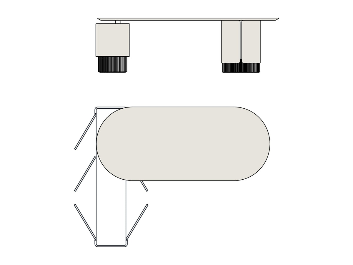 Punt Dune Executive Desk, technical drawing