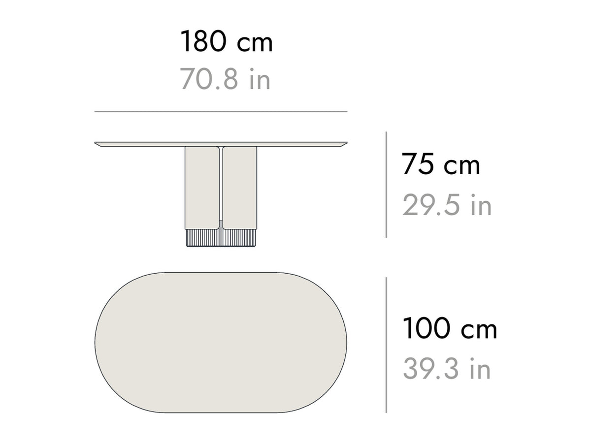 Punt Dune Dining Table, technical drawing