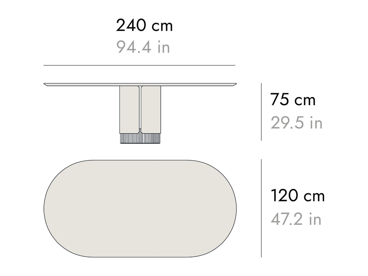 Punt Dune Dining Table, technical drawing