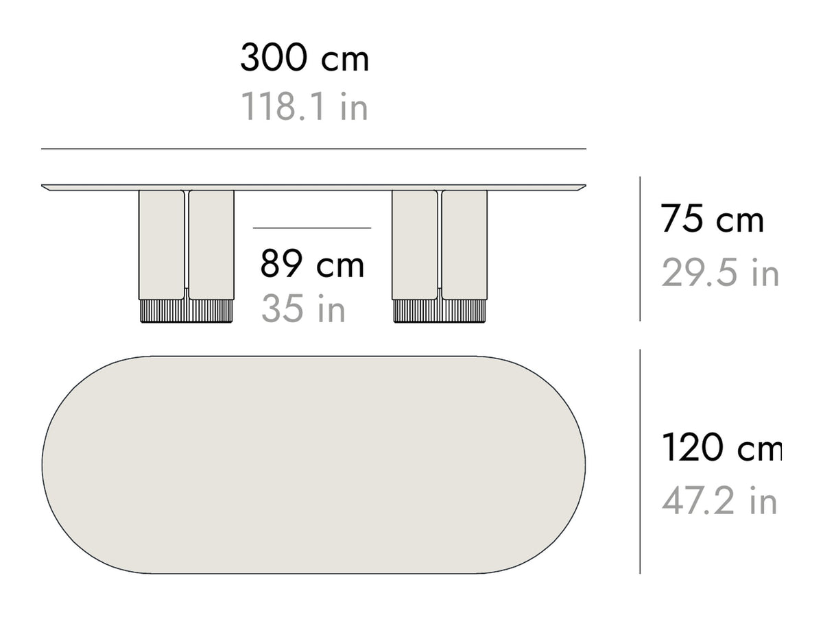 Punt Dune Dining Table, technical drawing