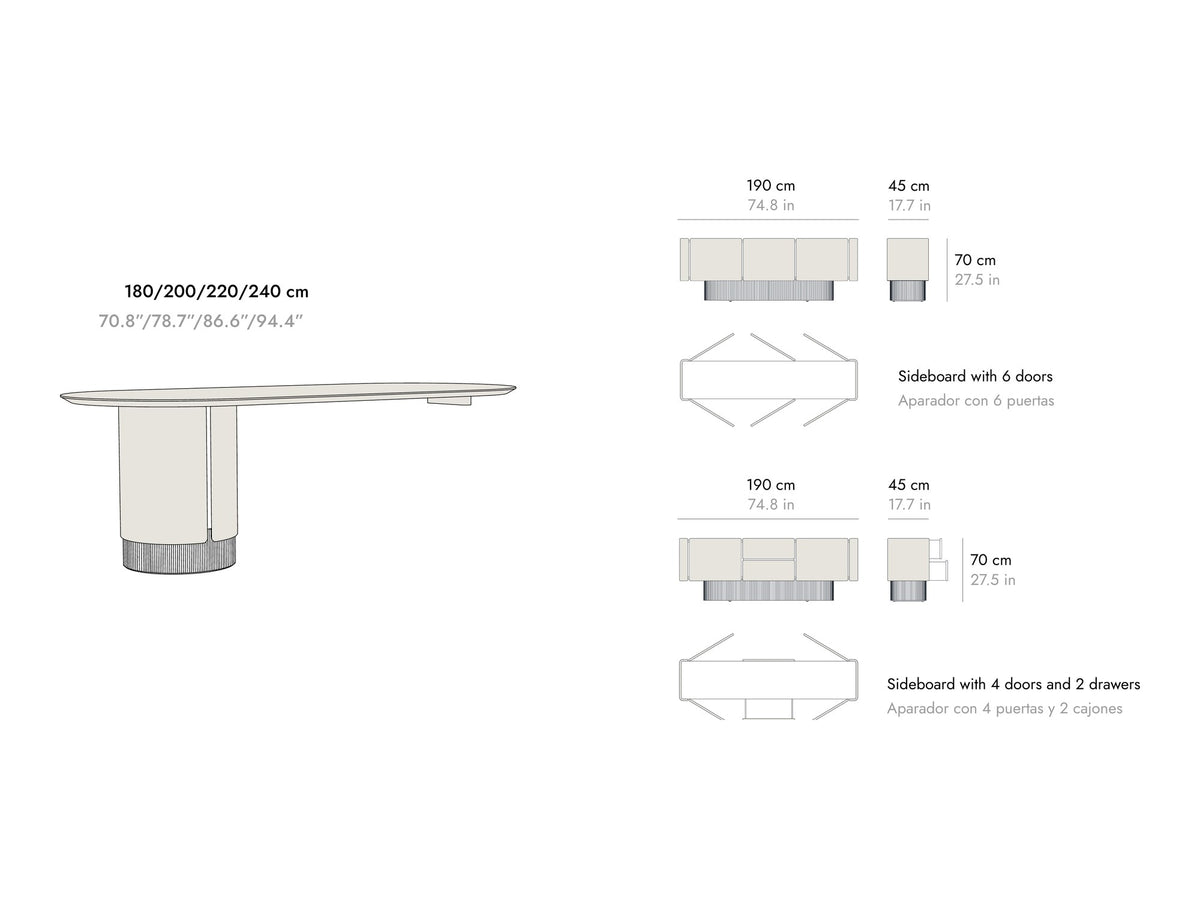 Punt Dune Executive Desk, technical drawing