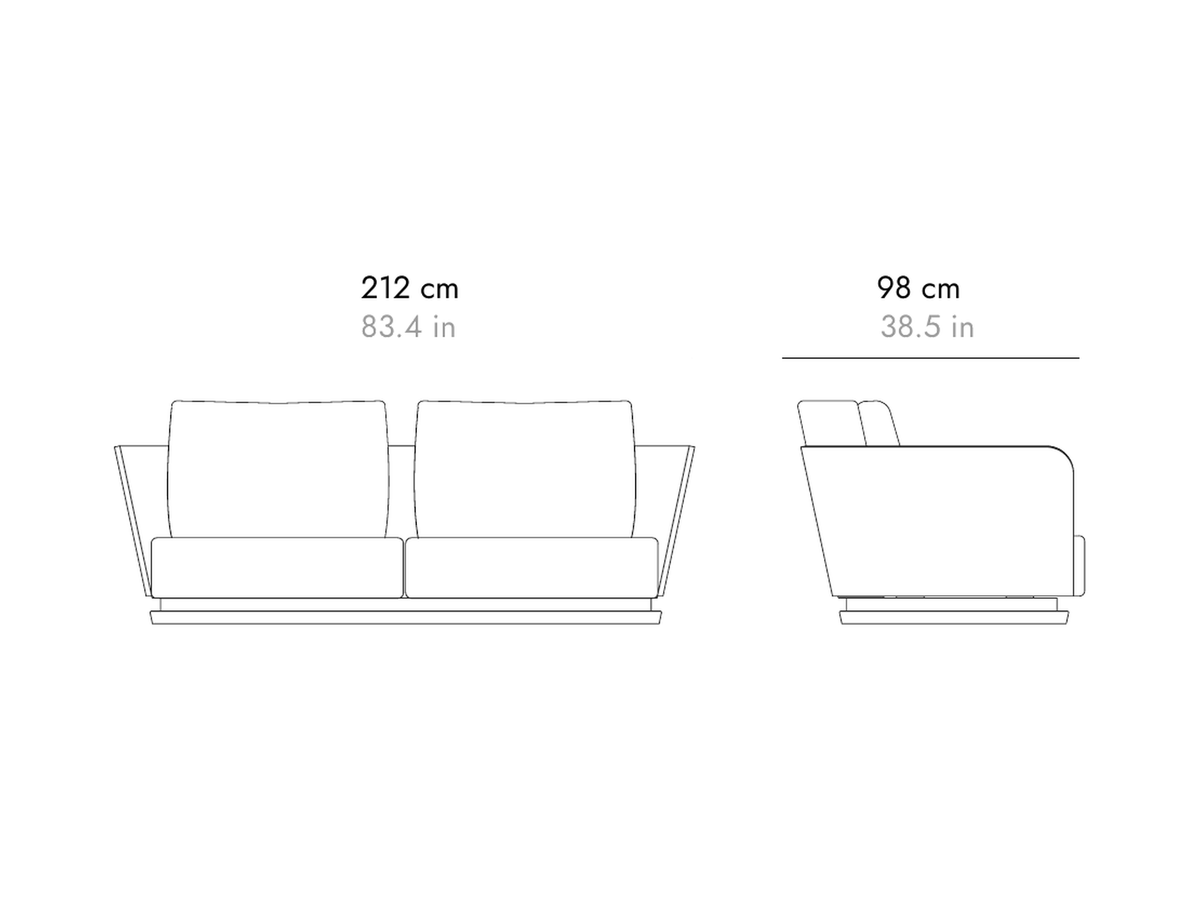 Punt Amor Cortese Sofa, technical drawing